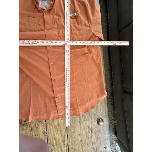 Columbia Mens Orange PFG Shirt XX-Large short sleeve button up polyester collar - Picture 8 of 8
